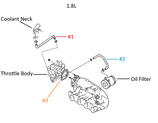Throttle Body Coolant Hose 1.8L Miata 1994-97