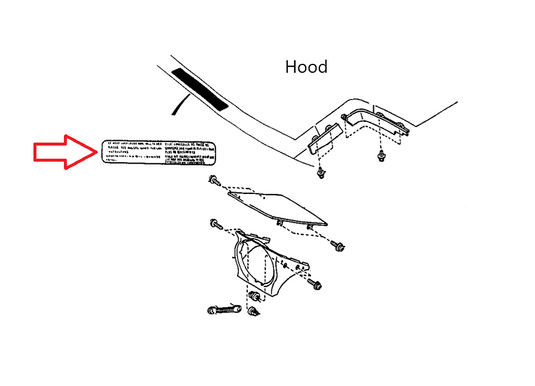 Headlight Instruction Decal for Under Hood Maita 1990-97