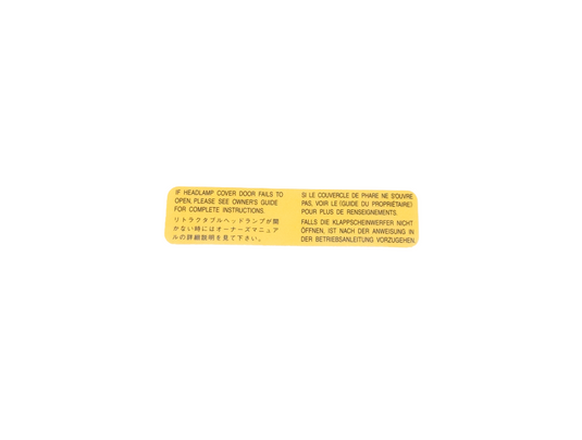Headlight Instruction Decal for Under Hood Maita 1990-97