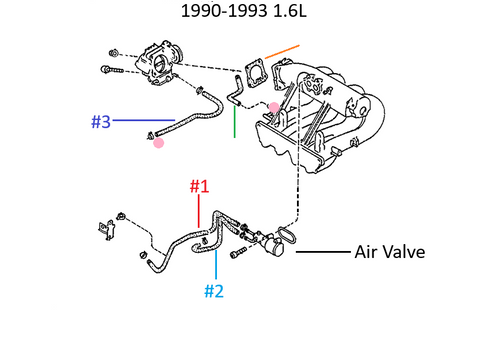 Intake Air Valve Hose 1.6L Miata 1990-1993