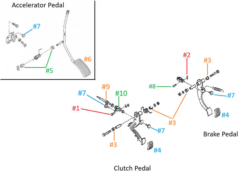 Load image into Gallery viewer, Brake Clutch Accelerator Pedal Hardware Miata 1990-2005
