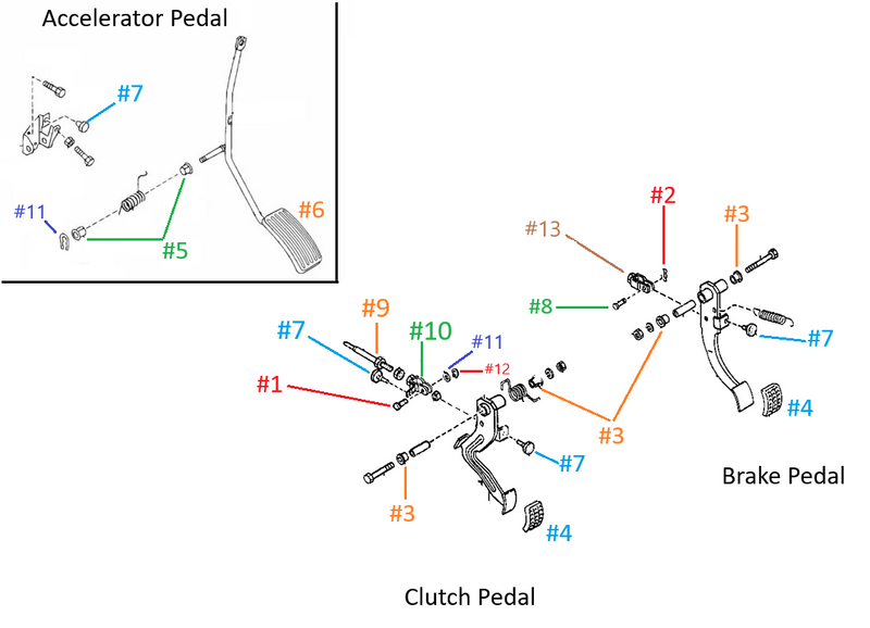 Load image into Gallery viewer, Brake Clutch Accelerator Pedal Hardware Miata 1990-2005
