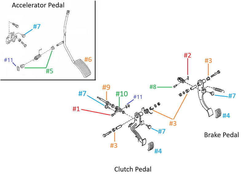 Load image into Gallery viewer, Brake Clutch Accelerator Pedal Hardware Miata 1990-2005
