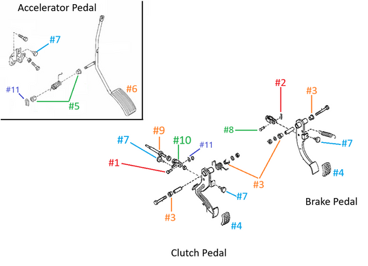 Brake Clutch Accelerator Pedal Hardware Miata 1990-2005