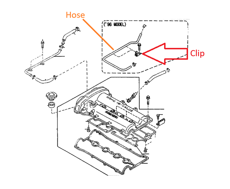 Load image into Gallery viewer, Engine Crank Case Vent Hose Clip Bracket OEM 1996 Miata
