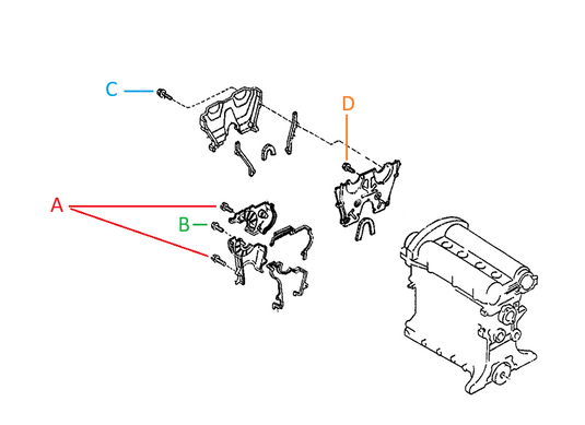 Engine Front Timing Cover Bolts Miata 1990-2005