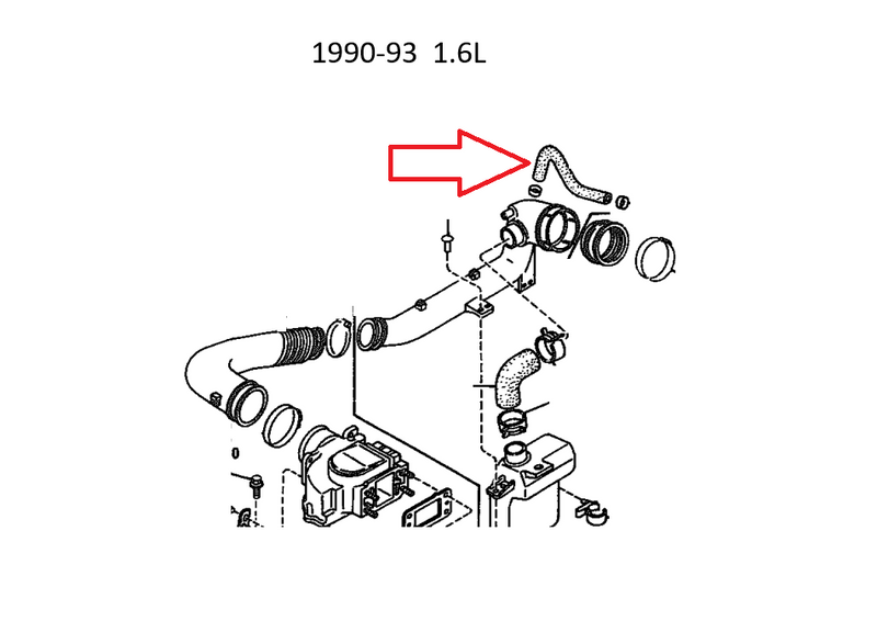 Load image into Gallery viewer, Air Intake Tube Rubber Hose 1990-97 1.6L and 1.8L Miata OEM
