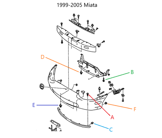 Front Bumper Cover Bolt Hardware Clip Nut OEM Miata NB 1999-2005