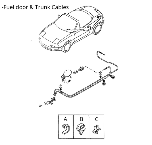 Plastic Clip Retainer for Fuel and Trunk cables OEM Miata 90-05